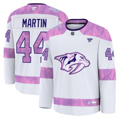 Youth Premium Nashville Predators Brady Martin Fanatics 2024 Hockey Fights Cancer Practice Jersey - White