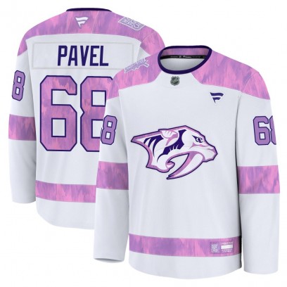 Youth Premium Nashville Predators Ondrej Pavel Fanatics 2024 Hockey Fights Cancer Practice Jersey - White