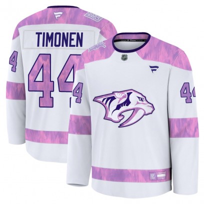 Youth Premium Nashville Predators Kimmo Timonen Fanatics 2024 Hockey Fights Cancer Practice Jersey - White